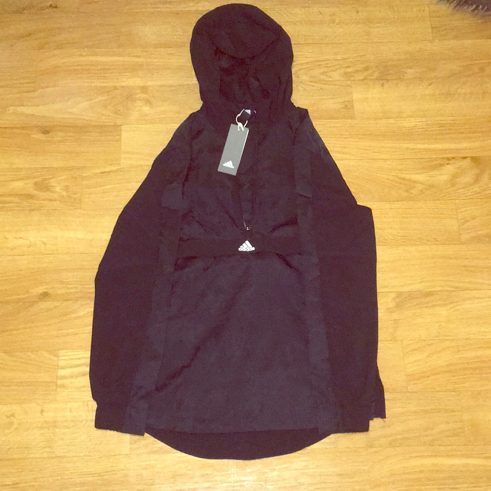 Adidas Floral-Print Half-Zip Hooded Jacket